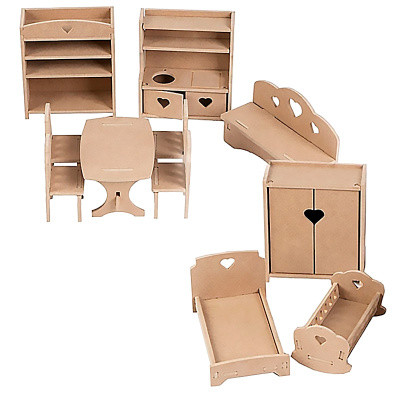 Мебель для кукол 11 предметов без окрашивания Pema kids 1